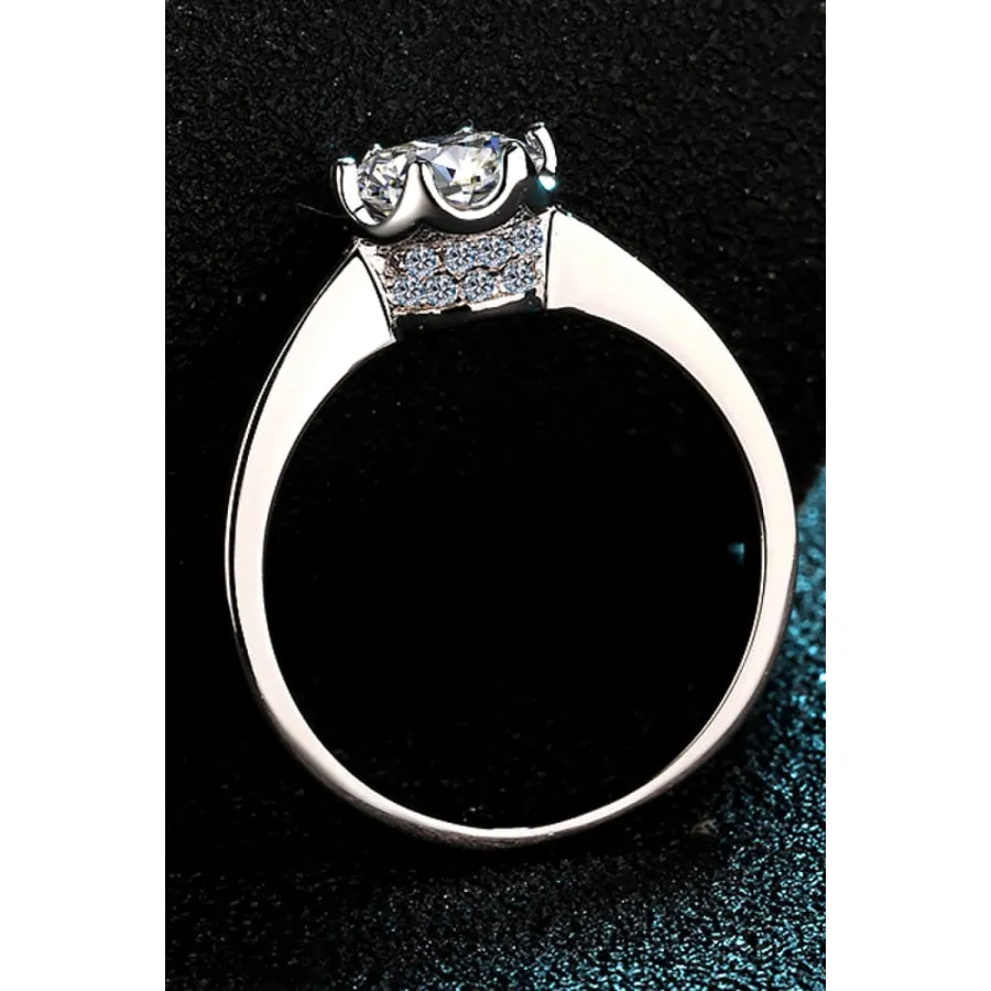 1 Carat Moissanite Rhodium-Plated Solitaire Ring