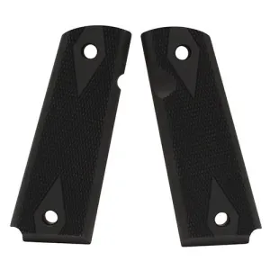 1911 Government-Commander 9-32" Thick Grips - Aluminum Checkered Matte Black Anodized
