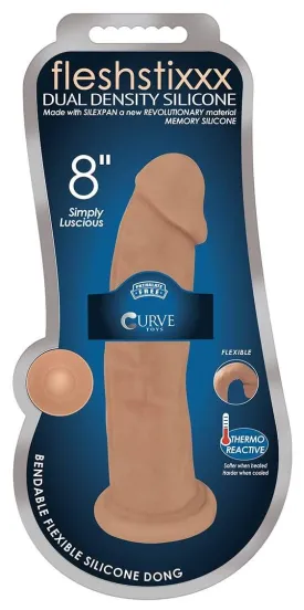 8 Inch Fleshstixxx Silicone Dildo With Balls -  Latte