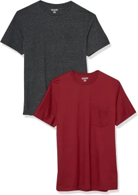 Amazon Essentials Men's T-Shirts, Short-Sleeve Crewneck Pocket, Cotton, 2-Pack