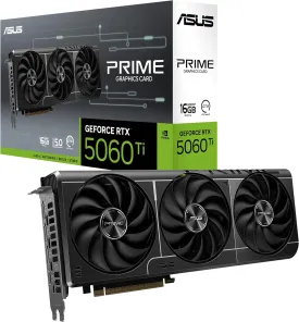 ASUS The SFF-Ready Prime GeForce RTX 5060 Ti 16GB GDDR7 Graphics Card (PCIe 5.0, 16GB GDDR7, HDMI/DP 2.1, 2.5-Slot, Axial-tech Fans, Dual BIOS)