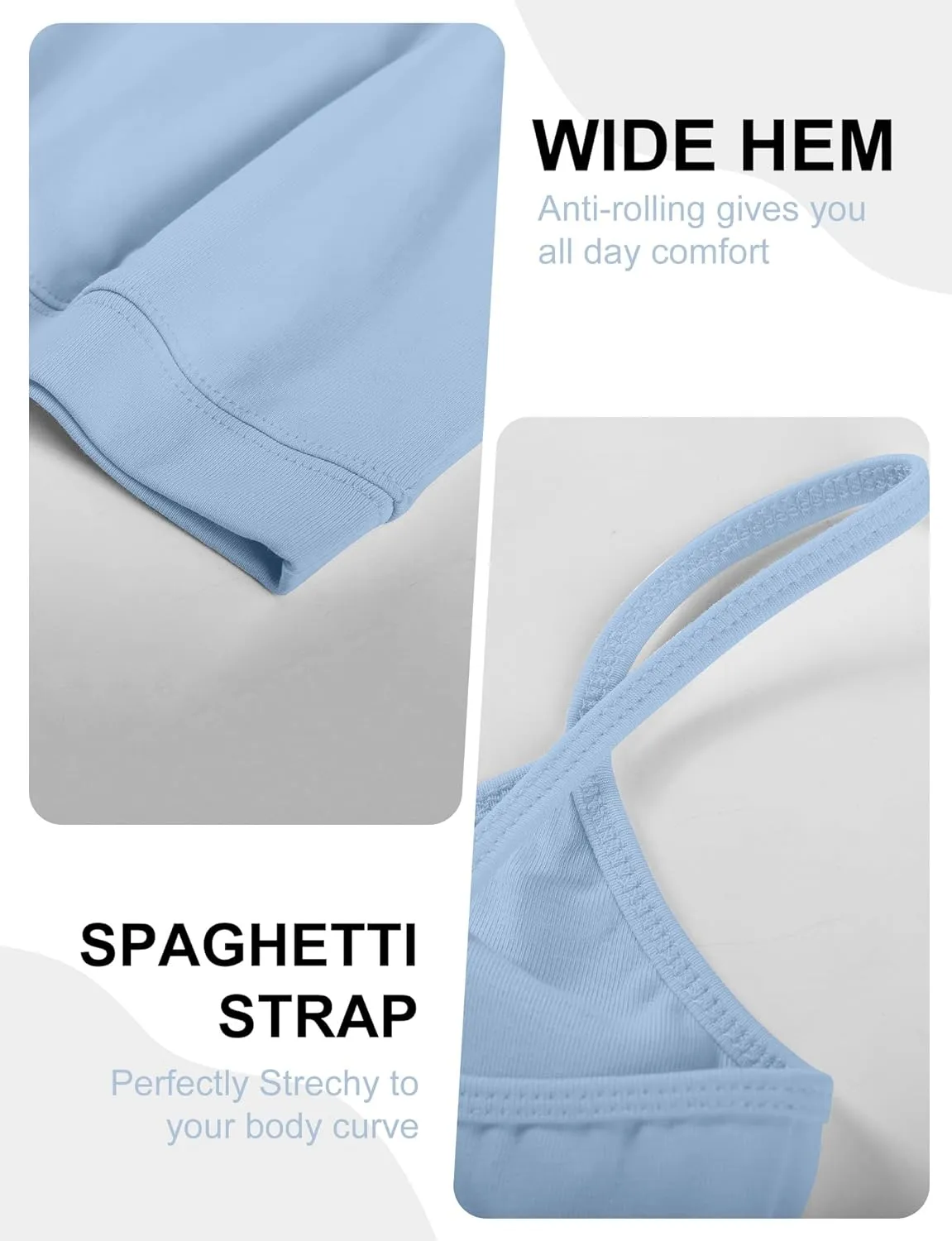 AURUZA 2Pcs Crop Tops for Women, Spaghetti Strap Camisole Tank Top, Basic Solid Going Out Top Sleeveless Shirt Summer Clothes