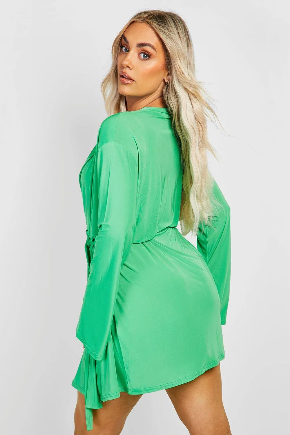 Boohoo wrap dress, green