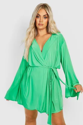 Boohoo wrap dress, green