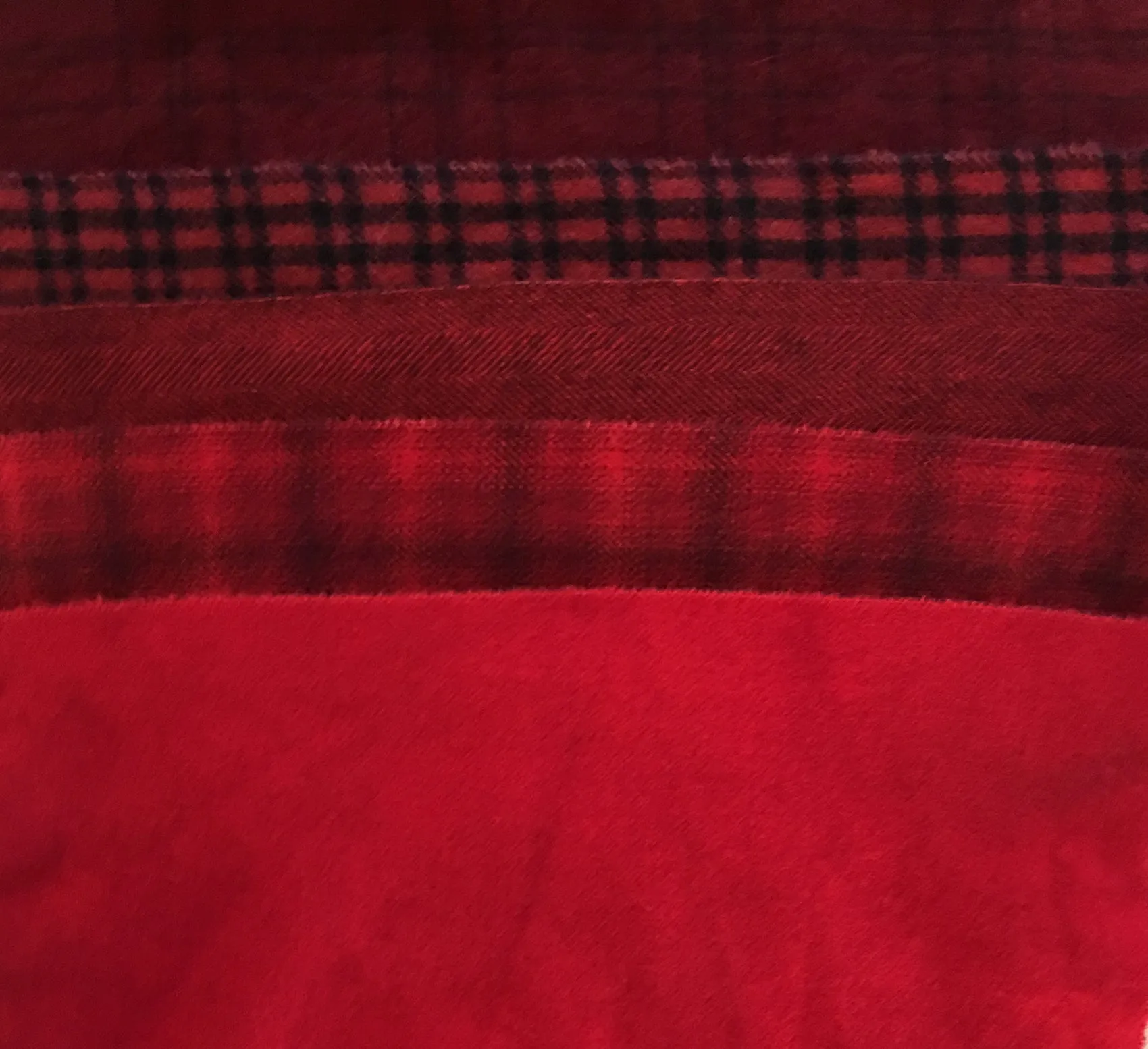 BRIGHT RED  Hand Dyed Wool Bundle for Wool Applique and Rug Hooking