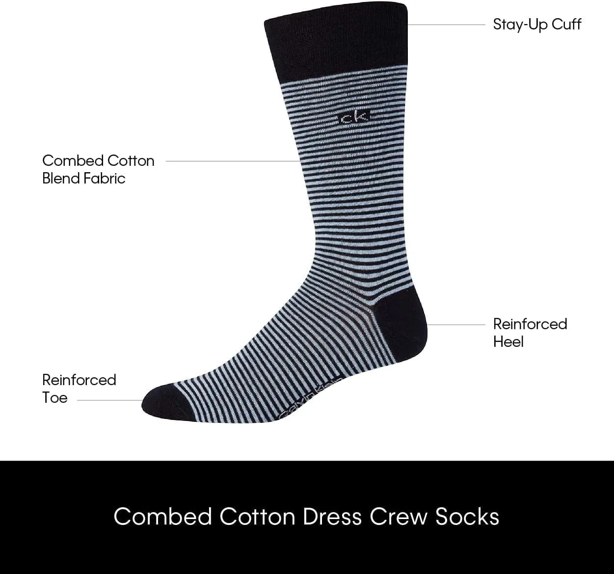 Calvin Klein Men's Dress Socks - 10 Pack Plain and Printed Crew Calf Compression Socks, 7-12