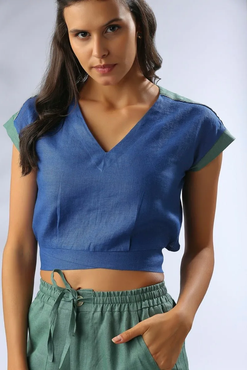 Cider V Neck Top - Blue
