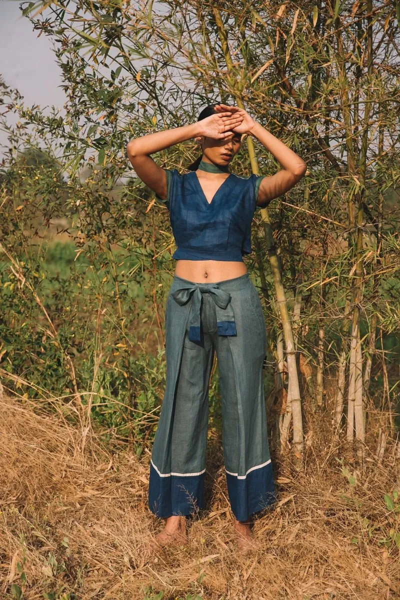 Cider V Neck Top - Blue
