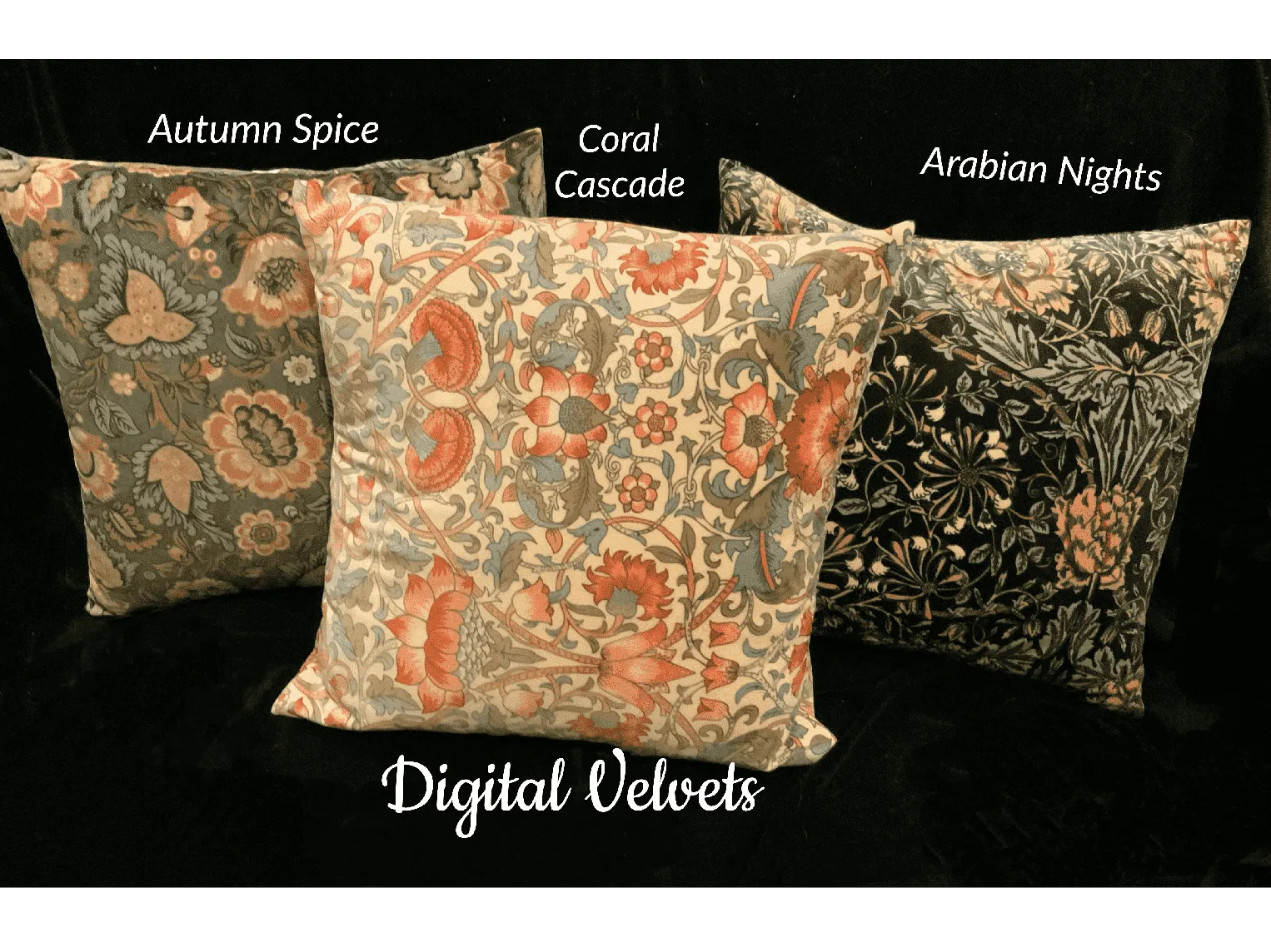CORAL CASCADE Flower Pattern Upholstery / Furnishing velvet - 140 cms - 330 gsm
