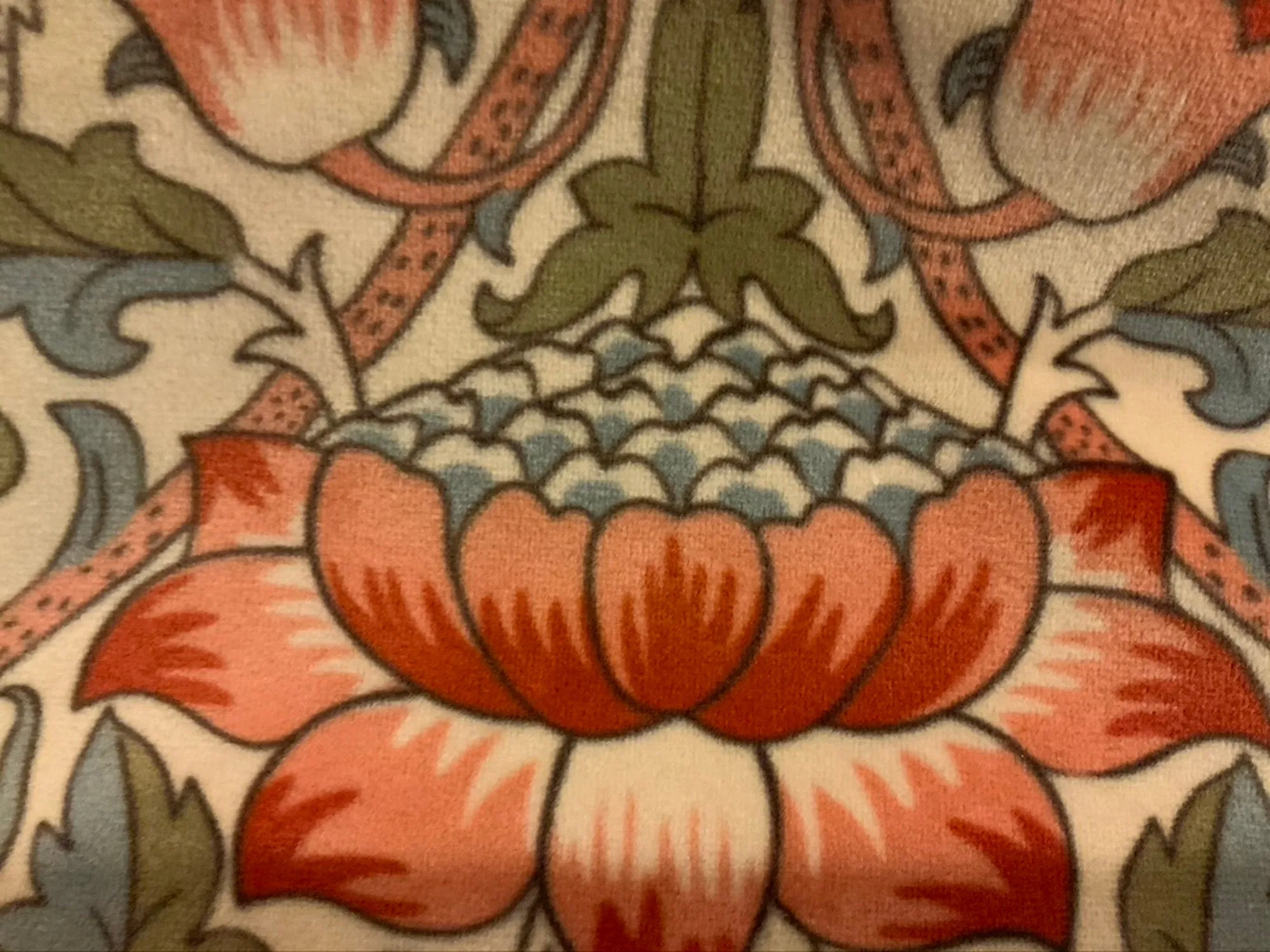 CORAL CASCADE Flower Pattern Upholstery / Furnishing velvet - 140 cms - 330 gsm