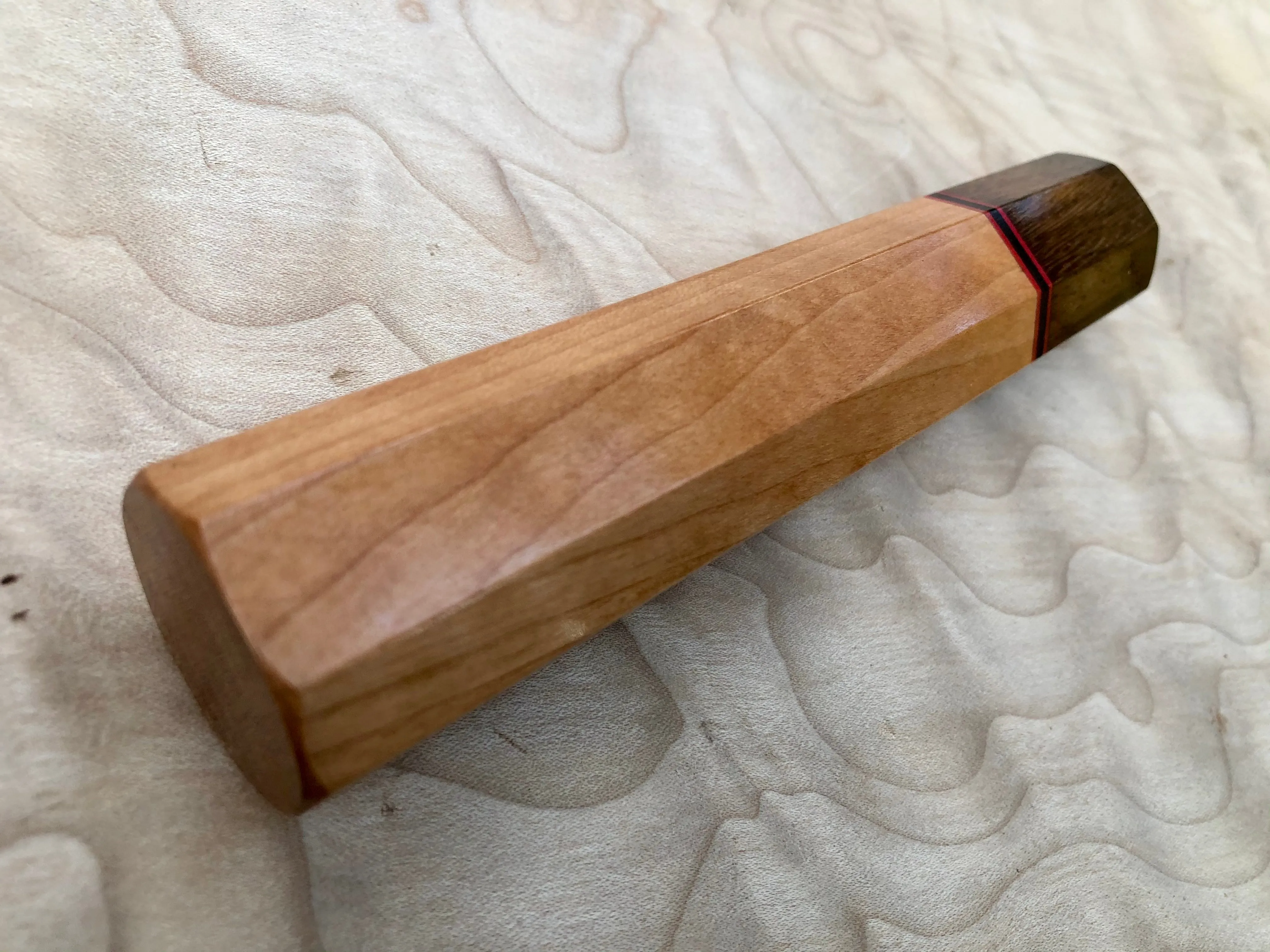 Custom Japanese Knife Handle - cherry and Brazilian ebony