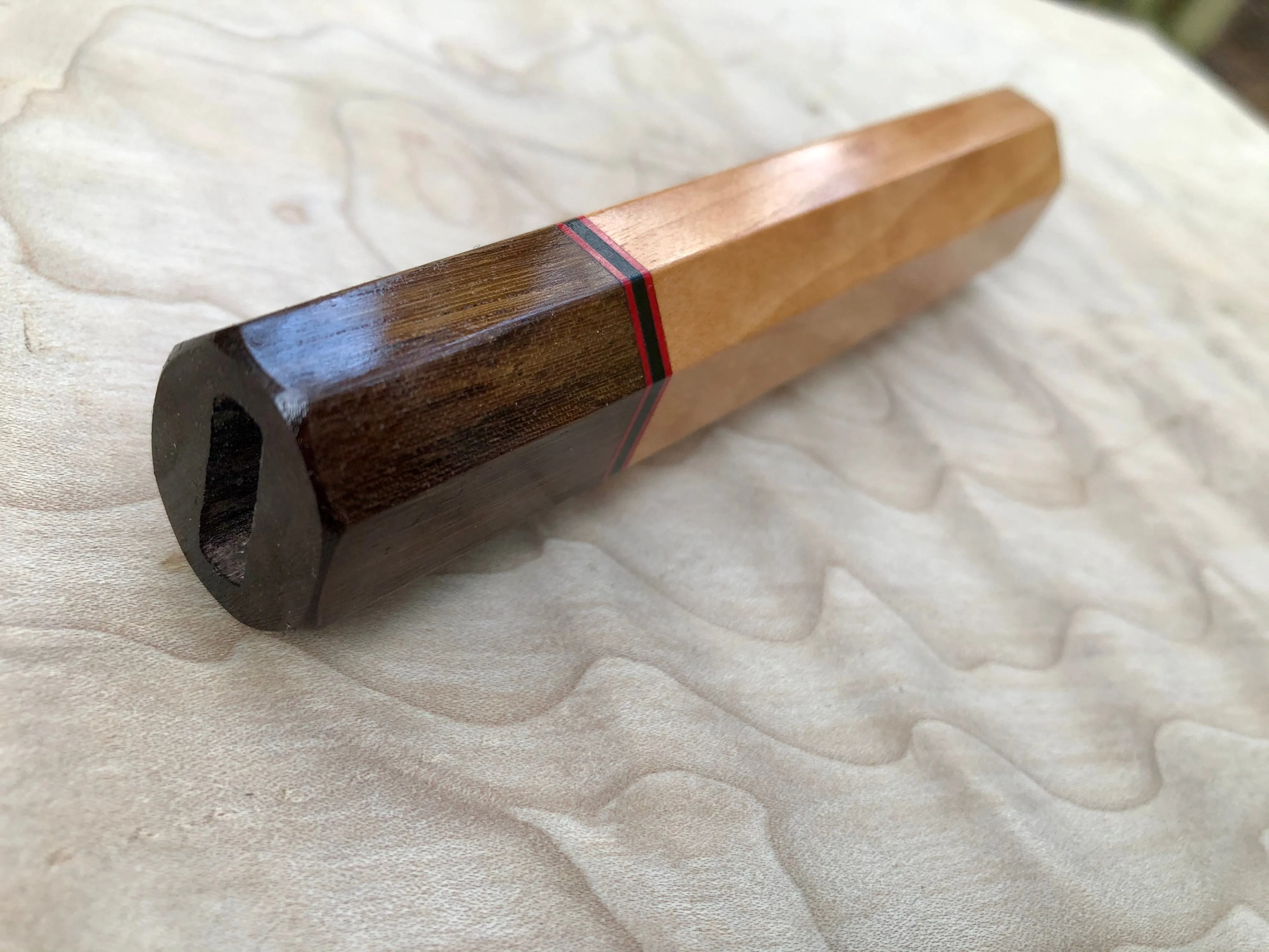 Custom Japanese Knife Handle - cherry and Brazilian ebony