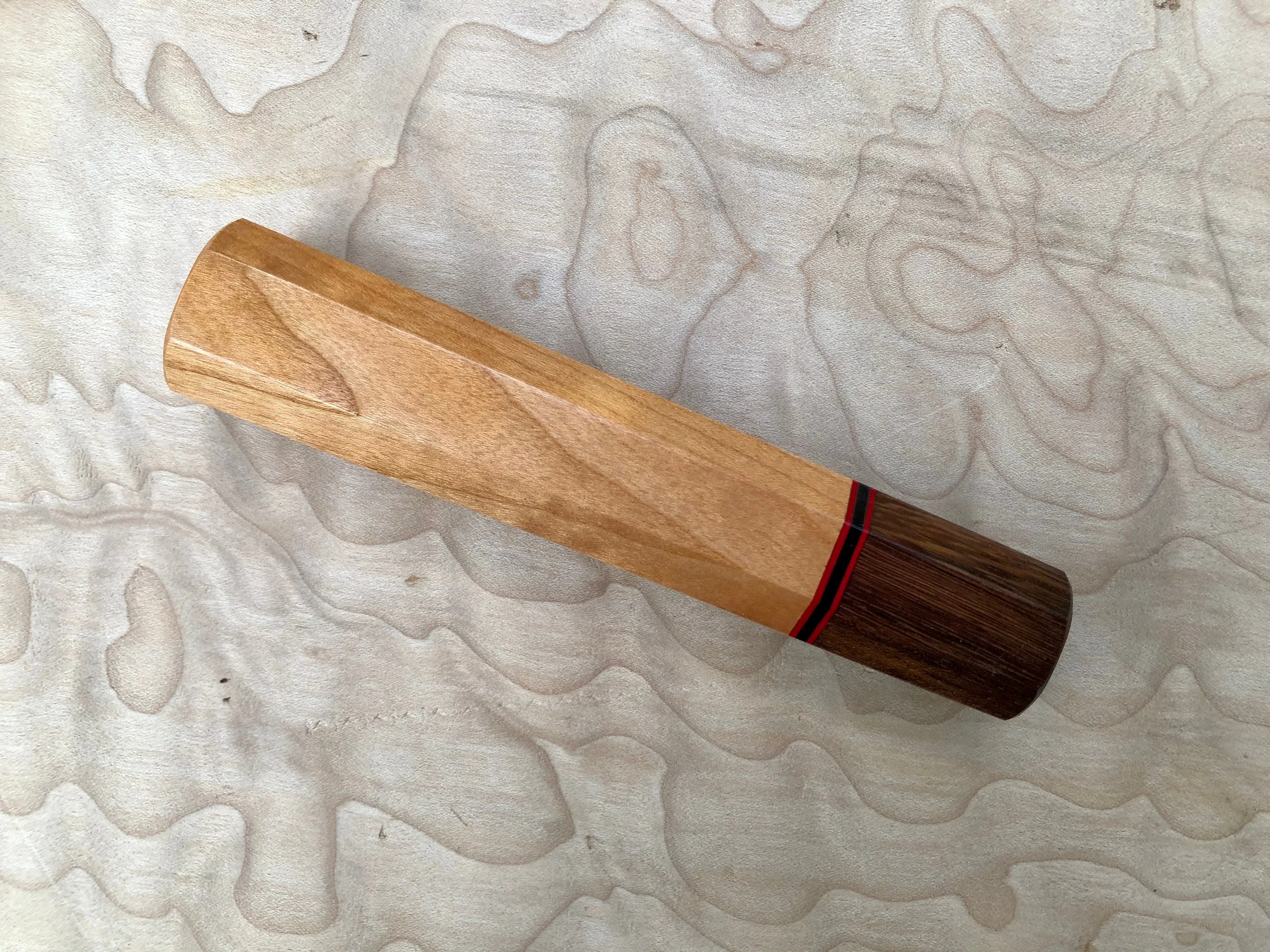 Custom Japanese Knife Handle - cherry and Brazilian ebony