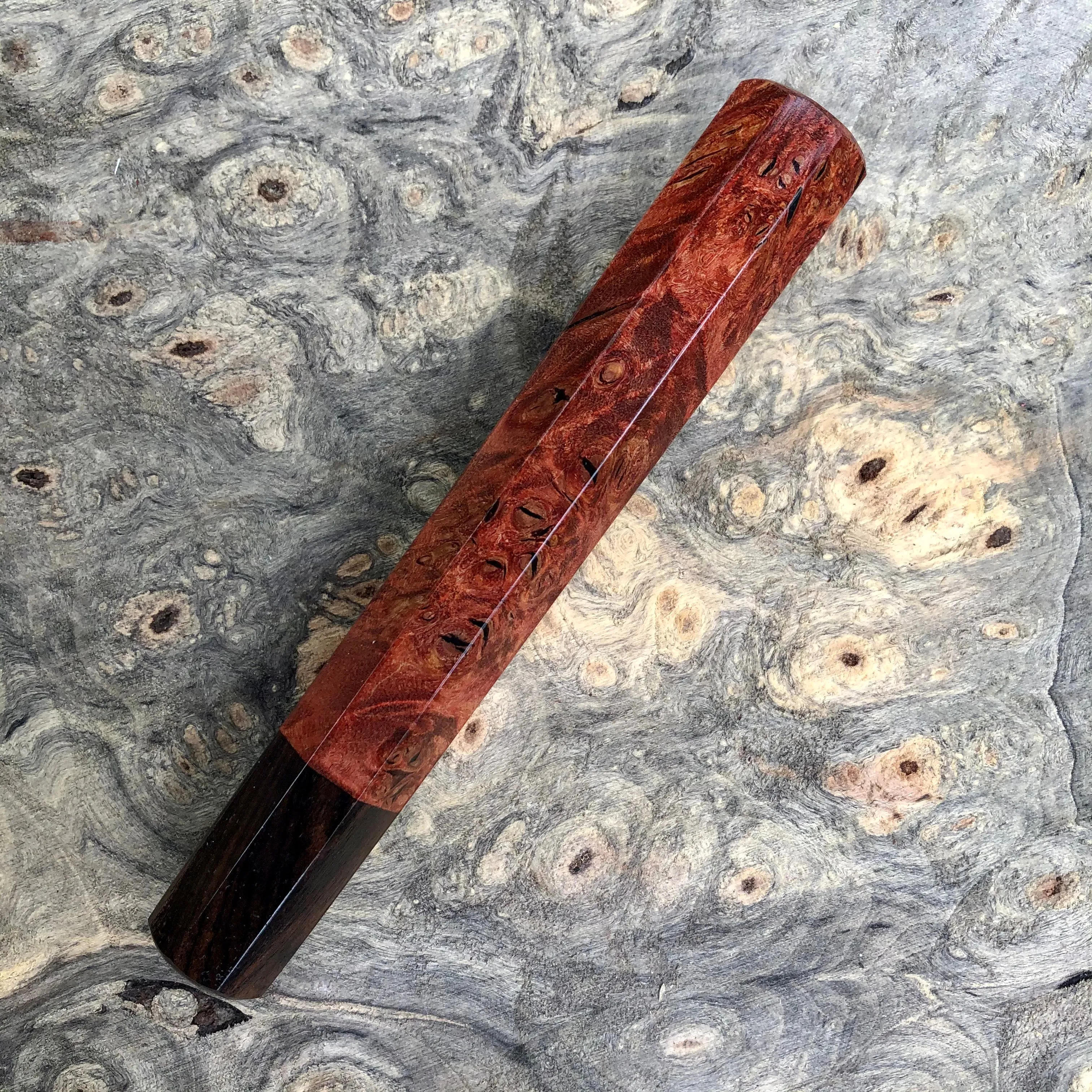 Custom Japanese Knife Handle - Dyed maple burl