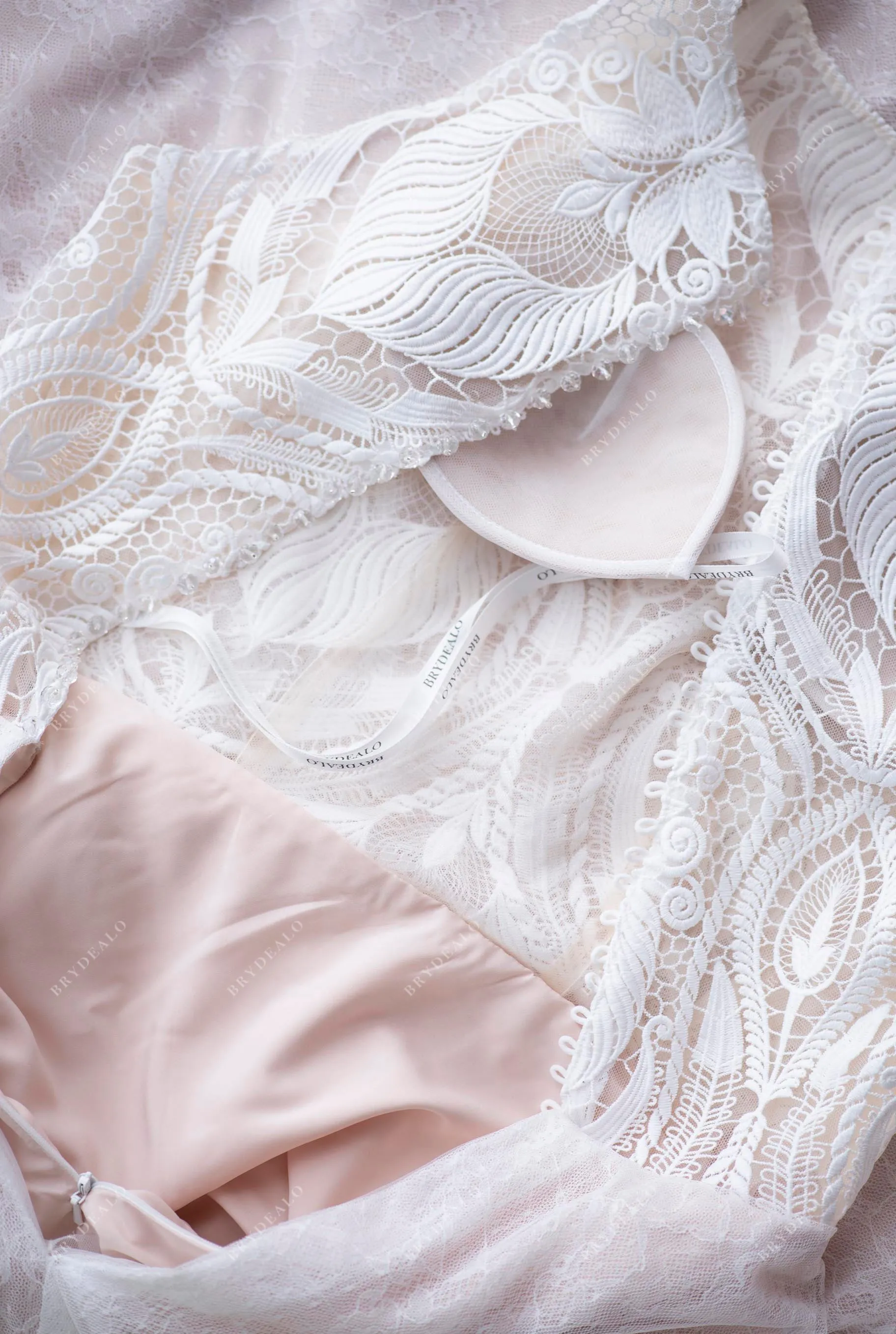 Designer Lace Sleeveless Boho Wedding Dress