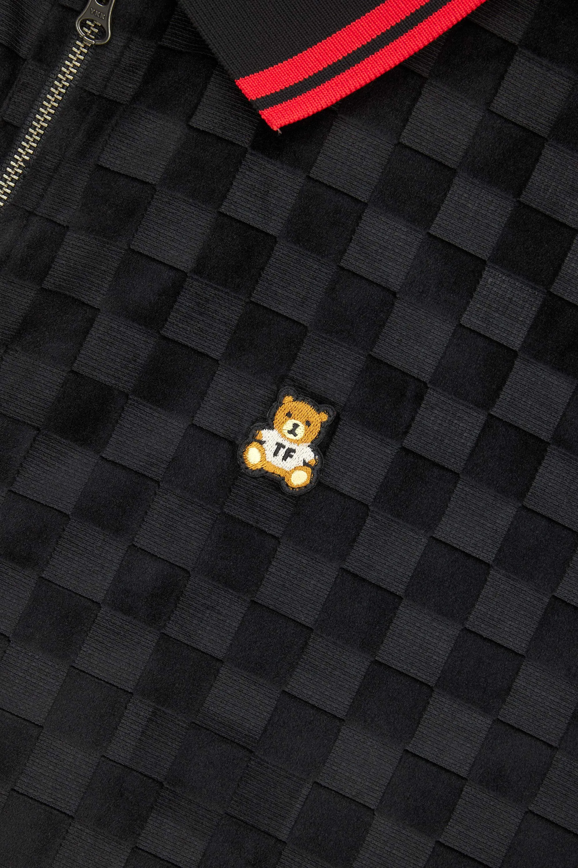 Embossed Checker Velour Zip Shirt