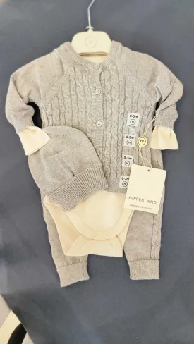 Gray Knitted 4 Piece Baby Set