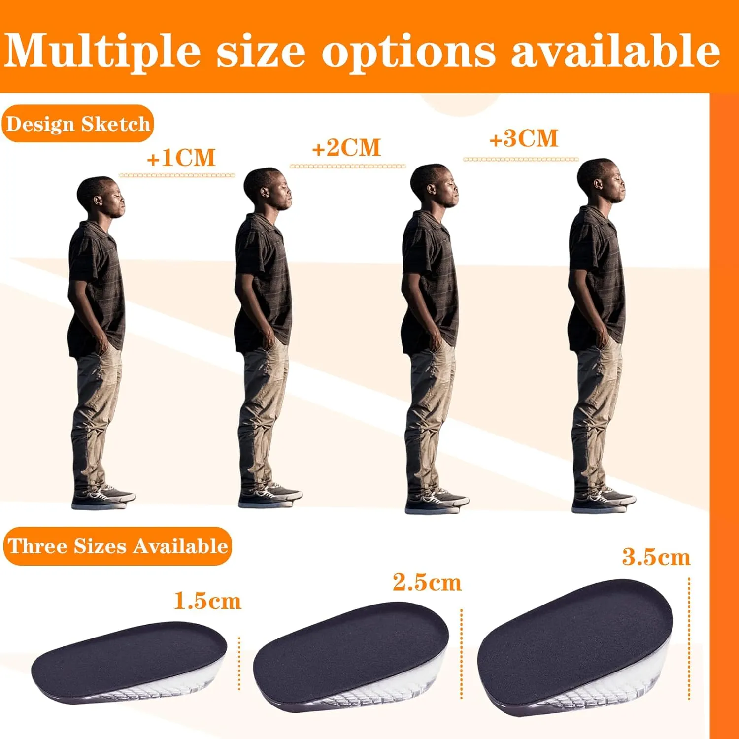 Height Increase Insoles Heel Lifts for Men Women Shoe Lifts Heel Height Insoles Height Boosters Shoe Lifts for Plantar Fasciitis Heel Inserts with Heel Pain Relief (L)