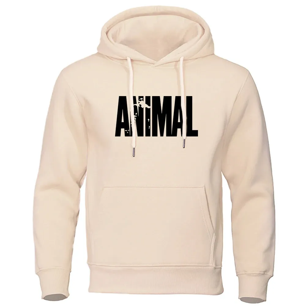 Men's Hoodies ANIMAL Print Sportswear Sweatshirts 2023 Autumn Winter Cotton Top Fashion Quality Male Clothing Casual Pullover