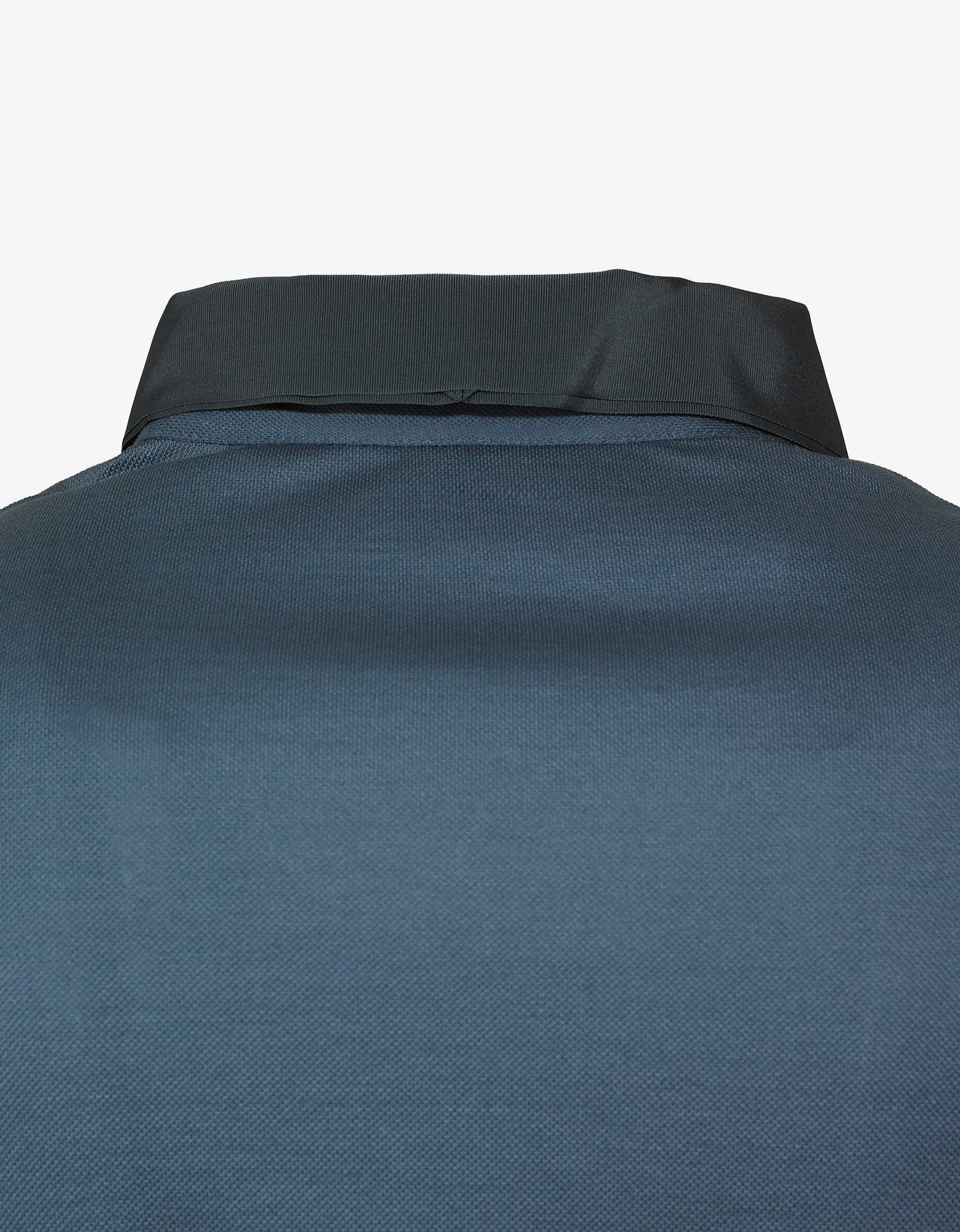 Metallic Blue Polo T-Shirt with Grosgrain Collar