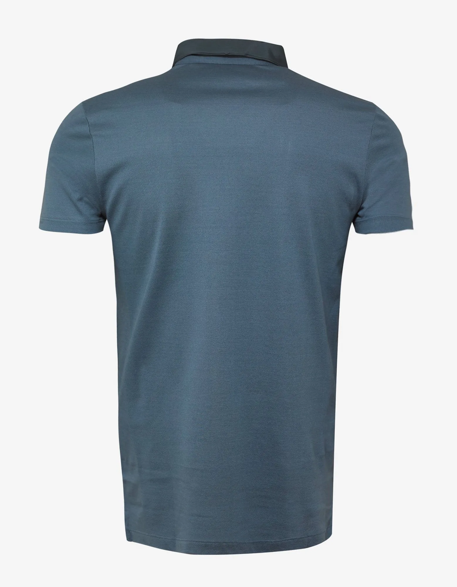 Metallic Blue Polo T-Shirt with Grosgrain Collar