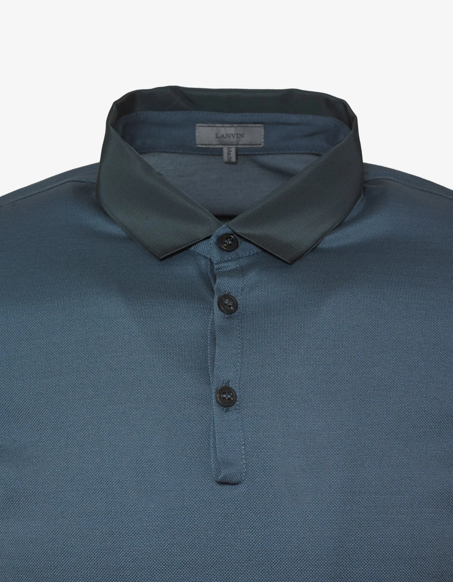 Metallic Blue Polo T-Shirt with Grosgrain Collar