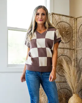NEW! Melody Coco Checkered Short Sleeve Sweater
