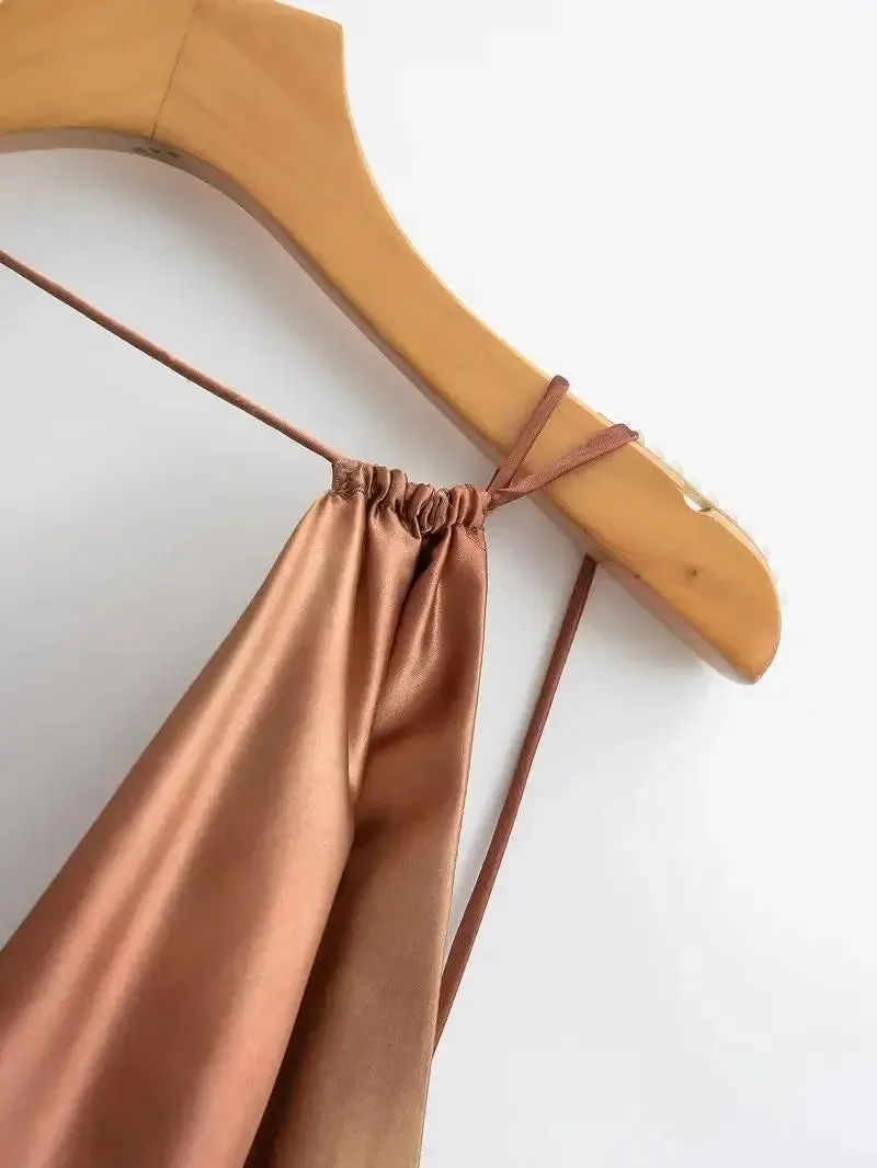 Pre Order:  Draped Neckline Backless Midi Dress