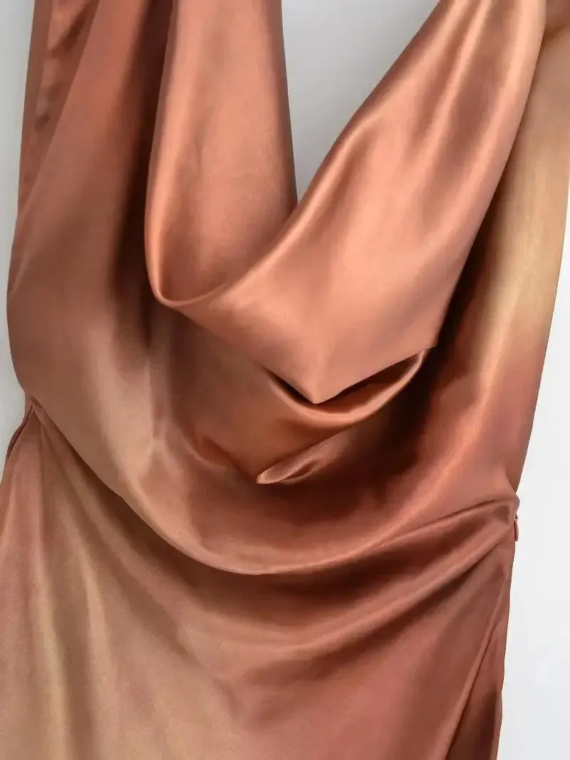 Pre Order:  Draped Neckline Backless Midi Dress