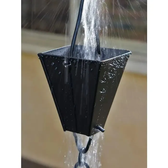 Rain Chains Square Tapered Cups-Black