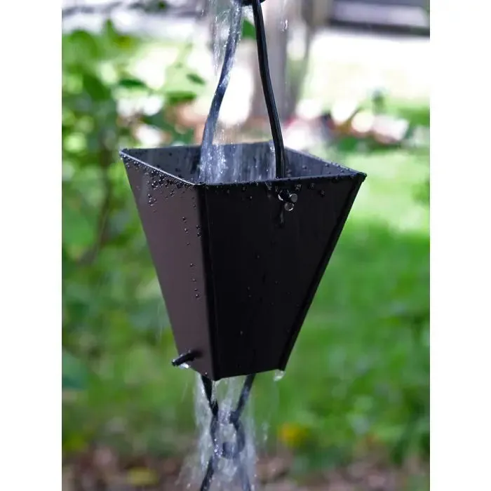 Rain Chains Square Tapered Cups-Black