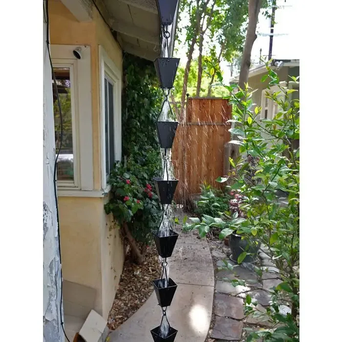 Rain Chains Square Tapered Cups-Black