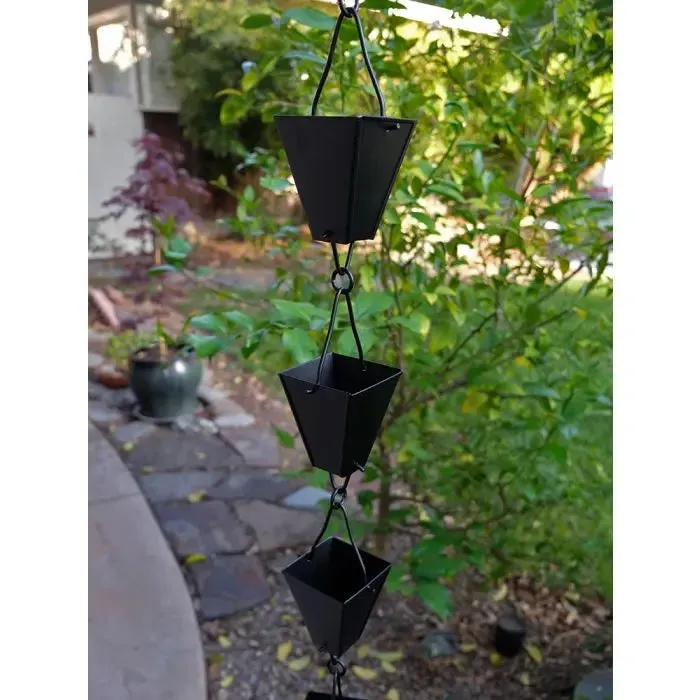 Rain Chains Square Tapered Cups-Black