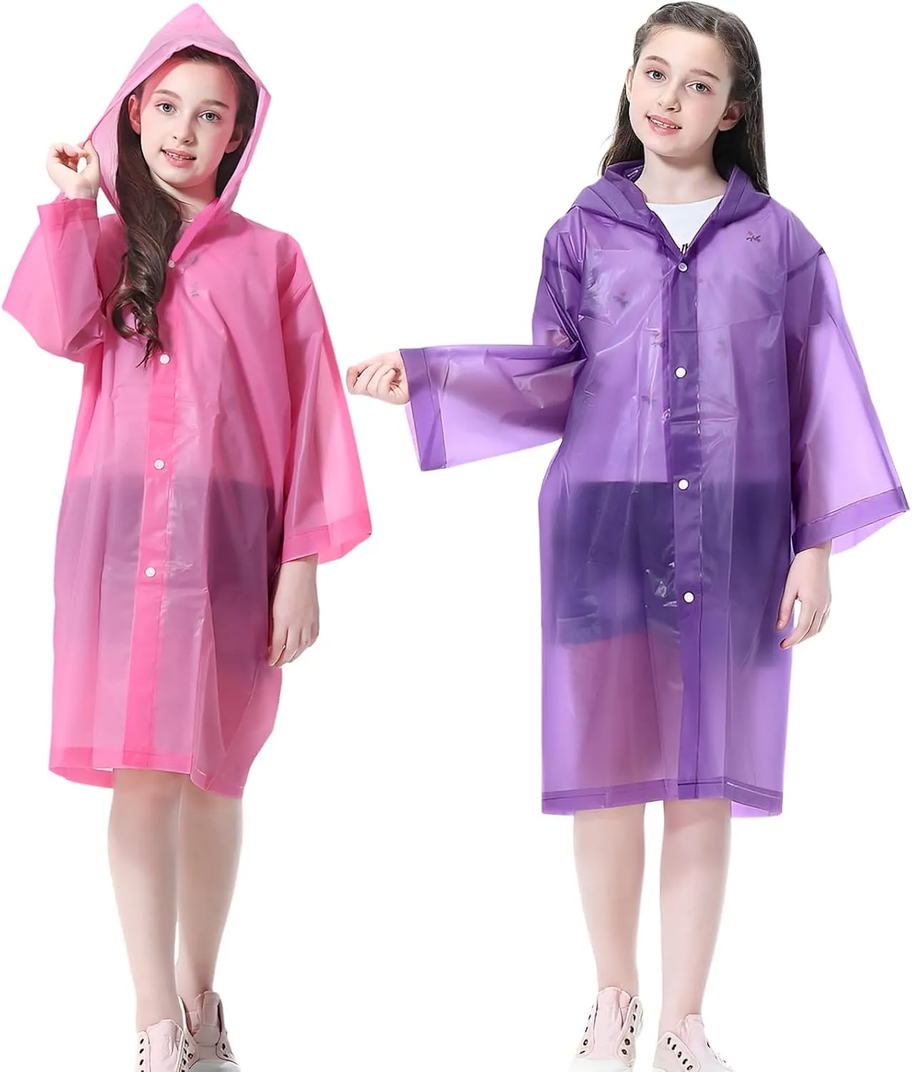 Rain Ponchos Raincoats for Kids, 2 Packs Rain Coats Jacket Reusable with Hood for Boys Girls Disney Hiking Camping Outdoor