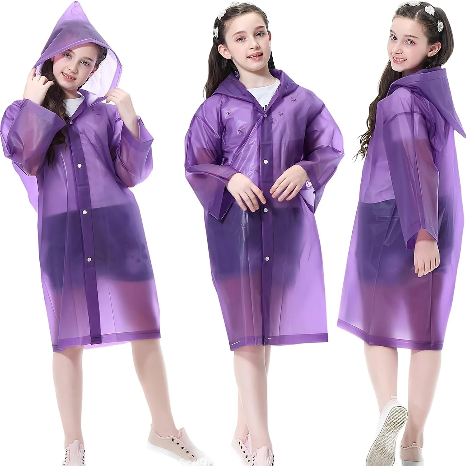 Rain Ponchos Raincoats for Kids, 2 Packs Rain Coats Jacket Reusable with Hood for Boys Girls Disney Hiking Camping Outdoor
