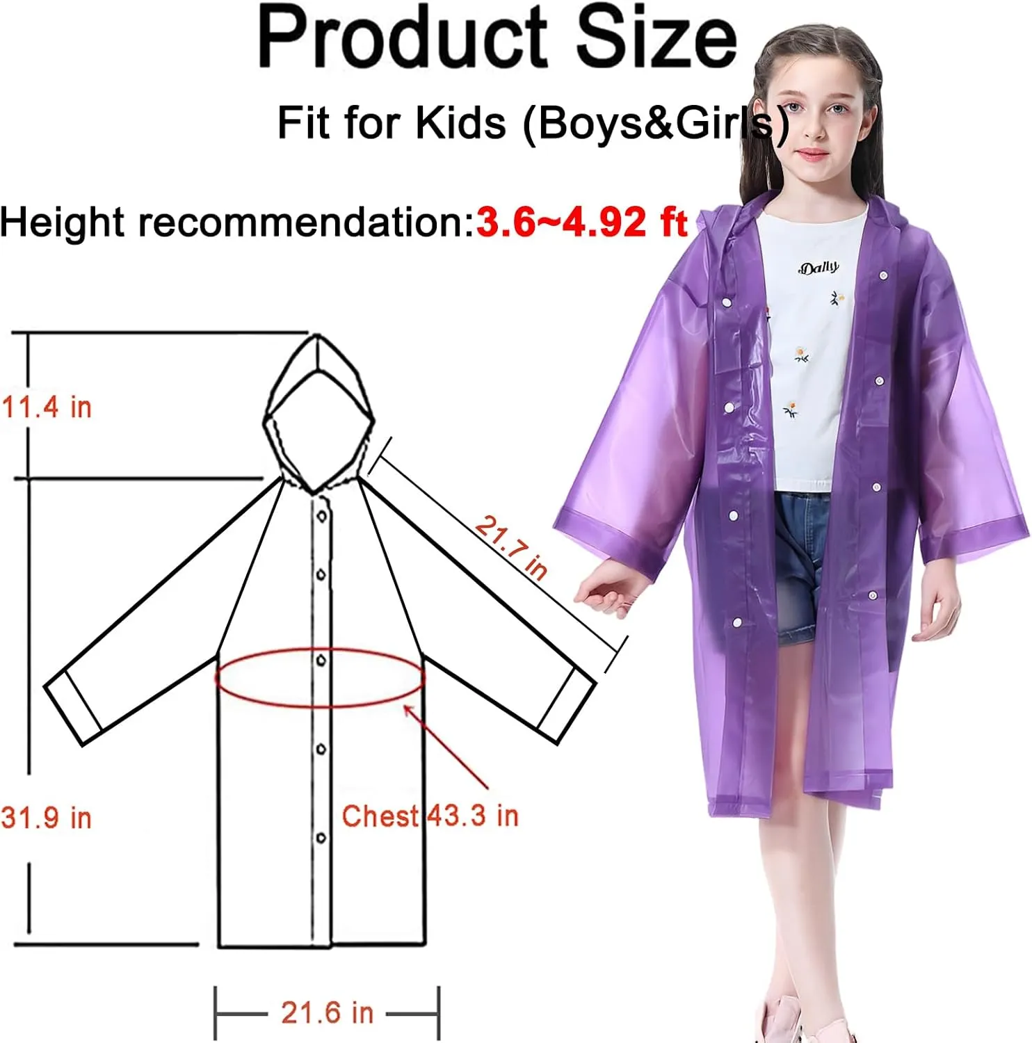Rain Ponchos Raincoats for Kids, 2 Packs Rain Coats Jacket Reusable with Hood for Boys Girls Disney Hiking Camping Outdoor