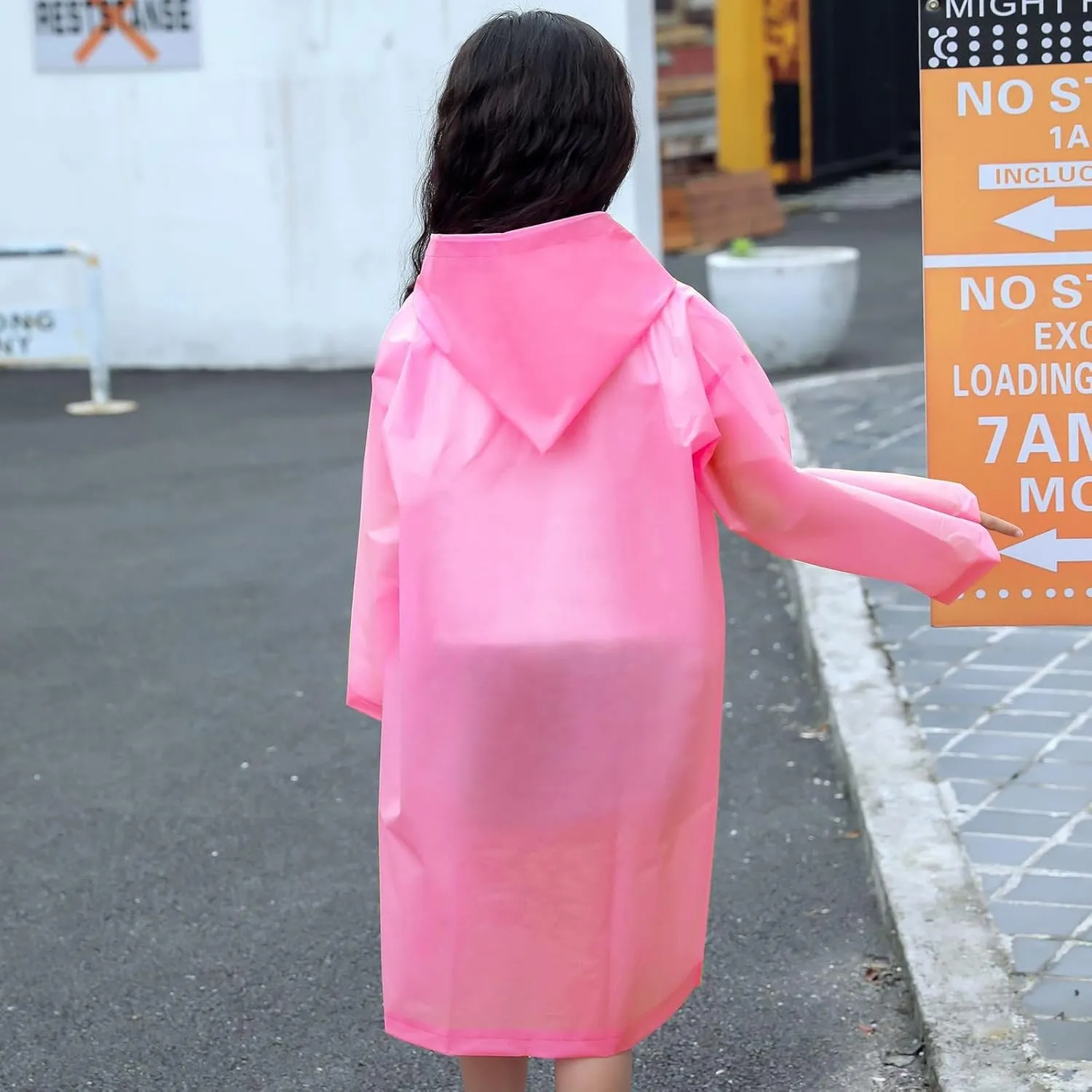 Rain Ponchos Raincoats for Kids, 2 Packs Rain Coats Jacket Reusable with Hood for Boys Girls Disney Hiking Camping Outdoor