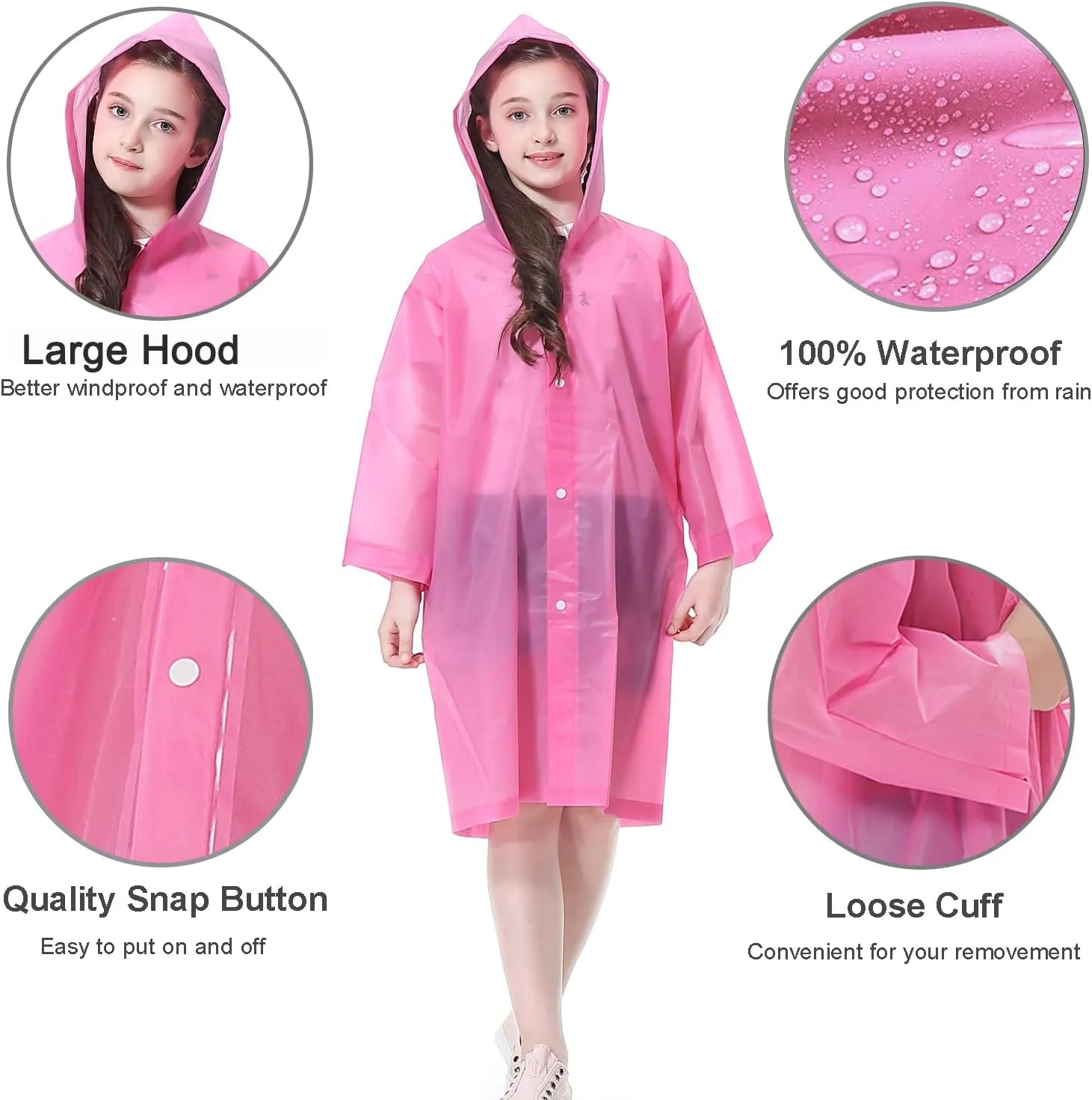 Rain Ponchos Raincoats for Kids, 2 Packs Rain Coats Jacket Reusable with Hood for Boys Girls Disney Hiking Camping Outdoor