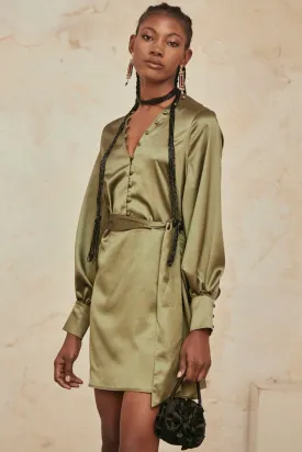 Short Satin Wrap Dress