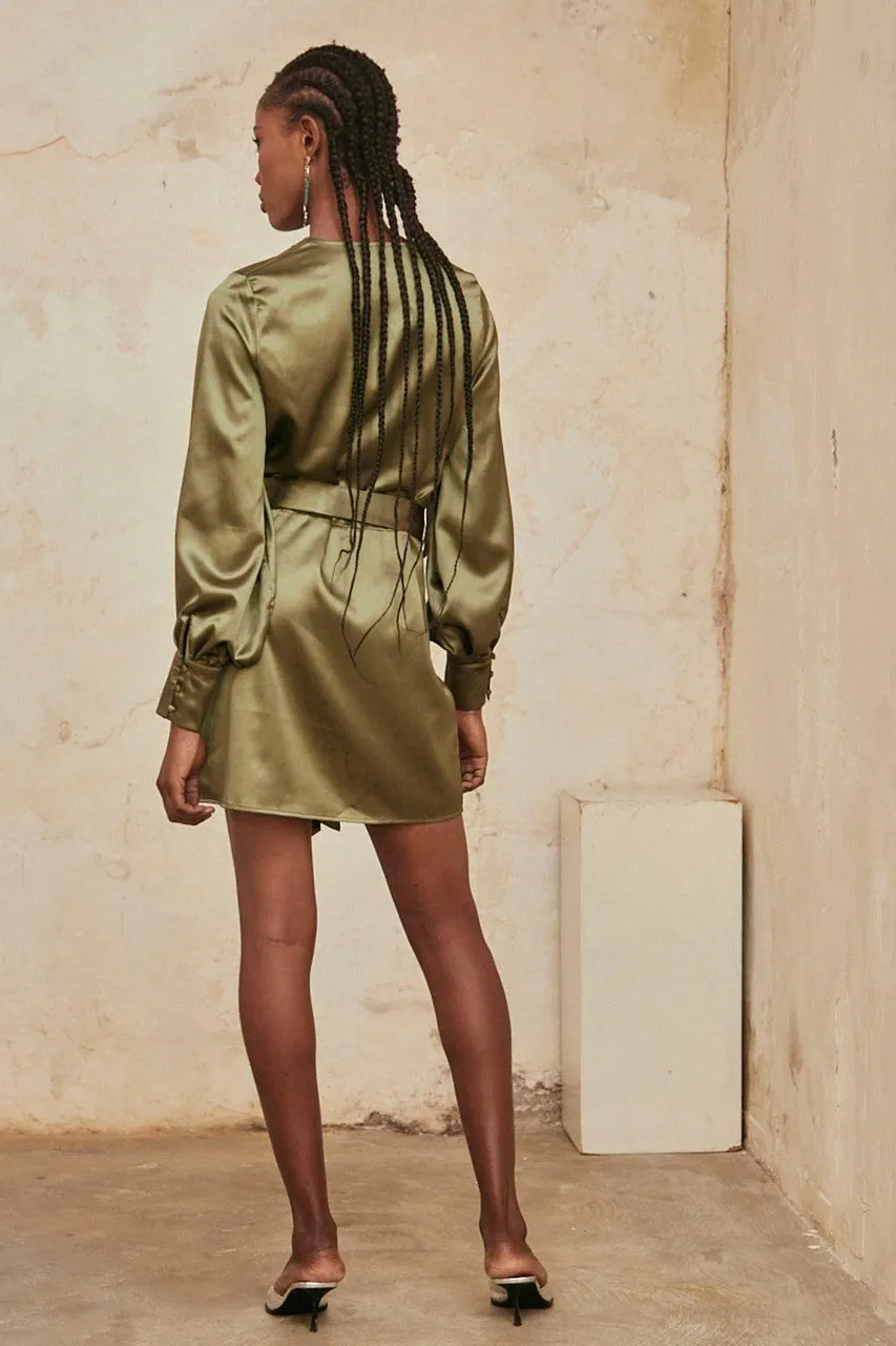 Short Satin Wrap Dress