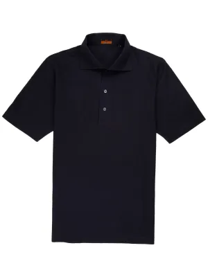 Short Sleeve One Piece Collar Navy Polo - Davis Fit (Slim)
