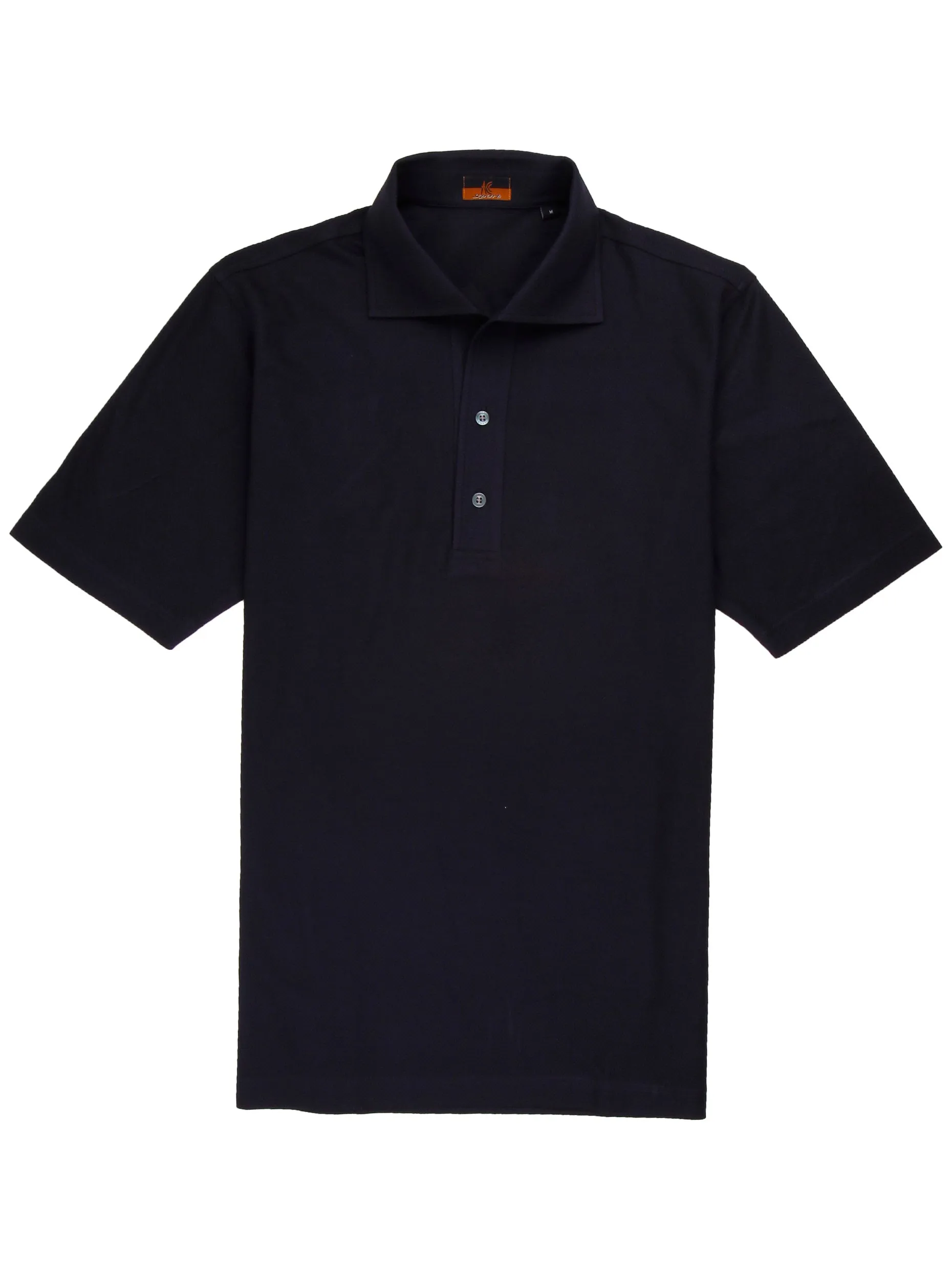 Short Sleeve One Piece Collar Navy Polo - Davis Fit (Slim)