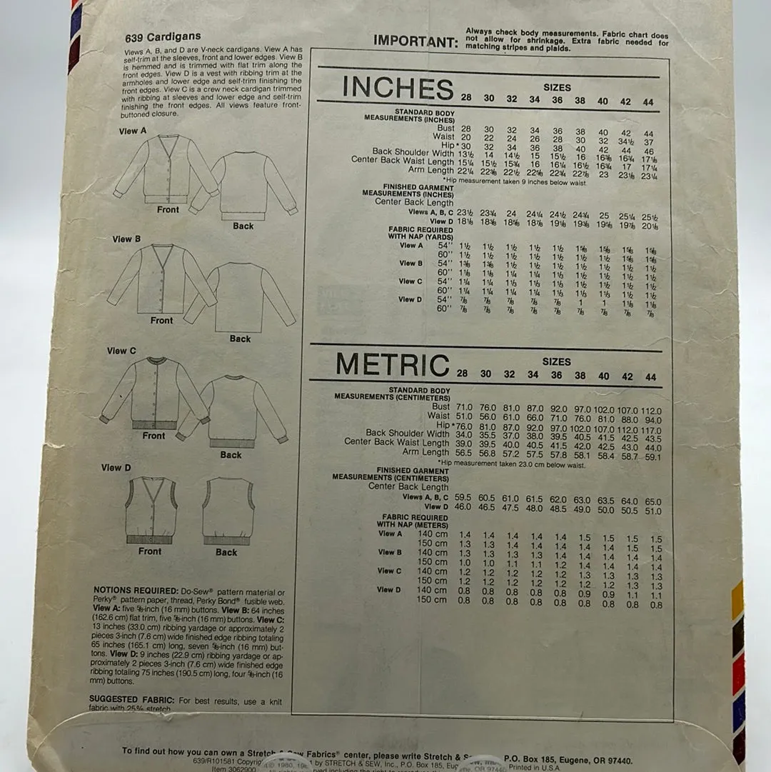 STRETCH N SEW Pattern, Cardigans (PSS0639)