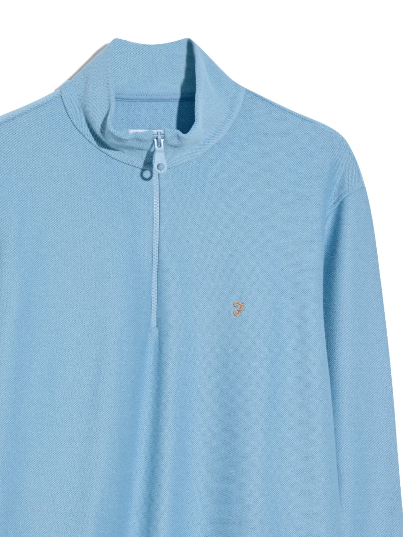 Weah Organic Cotton Half Zip Sweatshirt In Arctic Blue