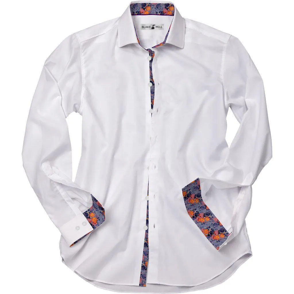 White with Chrysanthemums Accents Shirt