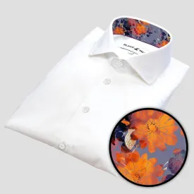 White with Chrysanthemums Accents Shirt
