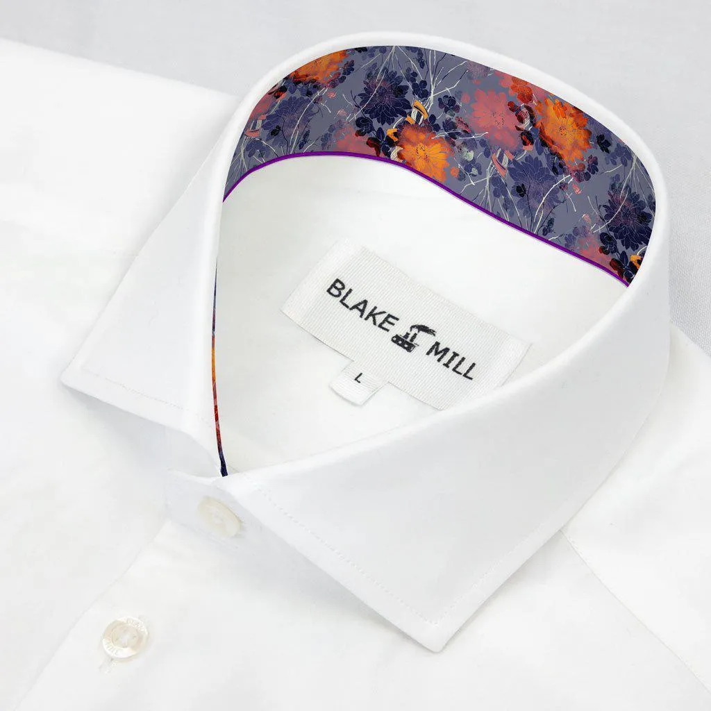 White with Chrysanthemums Accents Shirt